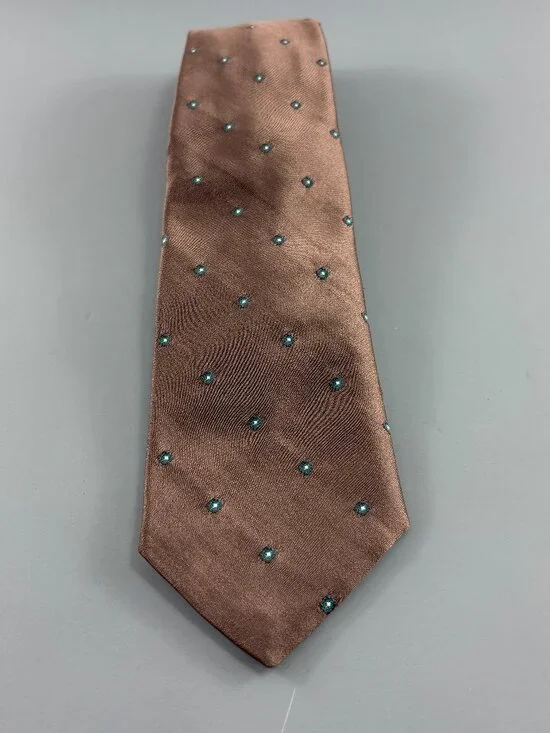 Vintage Austin Manor Brown / Green Flowers Men's Tie 3 1/4