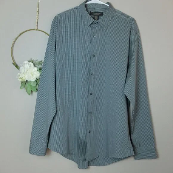 Banana Republic Stretch Classic Green Button Down Dress Shirt Size XL