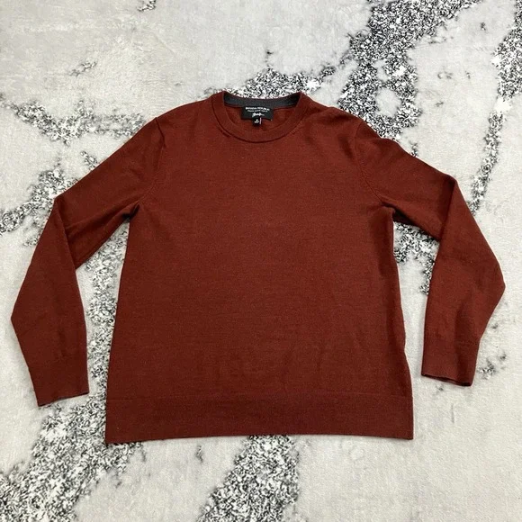 Banana‎ Republic Italian Merino Wool Sweater Mens Medium Rust Orange Crewneck