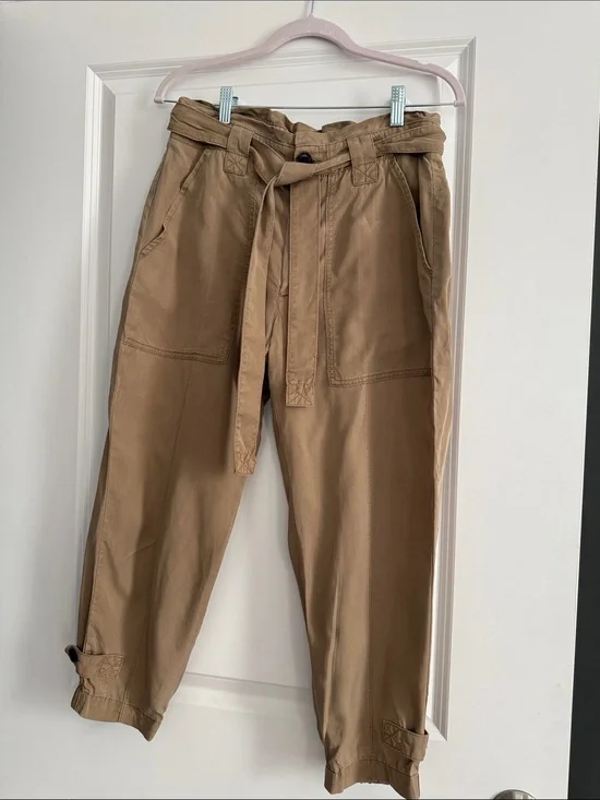 Banana Republic Khaki Belted Crop Chinos - Light Brown