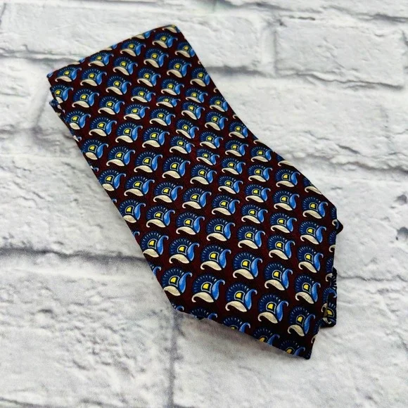 Robert Talbott Studio Burgundy Blue Paisley Silk Mens Necktie Preppy Career