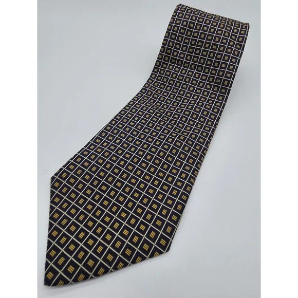 VTG Brooks Brothers Makers Black Gold Geometric Tie 56