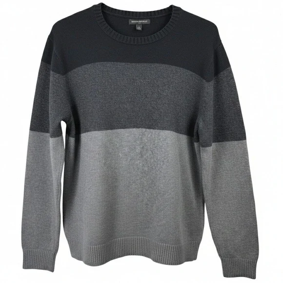 Banana Republic Sweater Mens Medium Colorblock Grey Black‎ Cotton Wool Blend