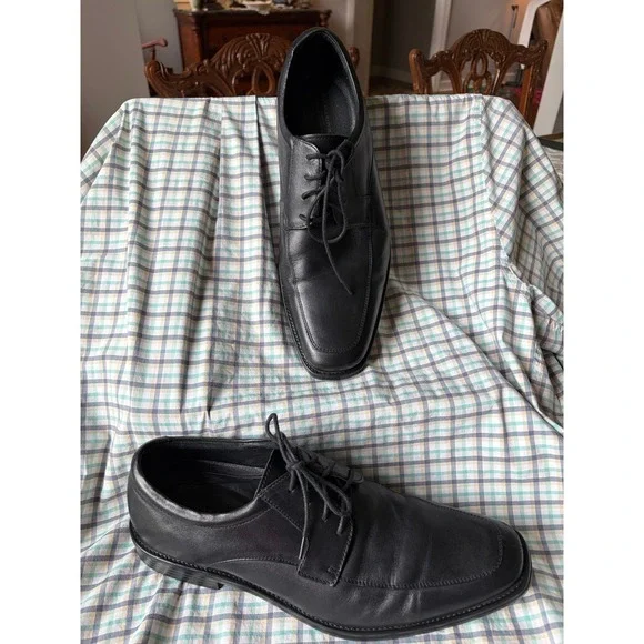 Banana Republic Mens Black Leather Bicycle Toe Dress Shoes Advanced Comfort 10M
