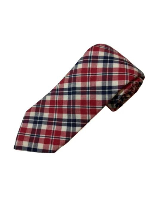 Brooks Brothers Plaid Silk Tie Red Navy Check Classic Preppy USA