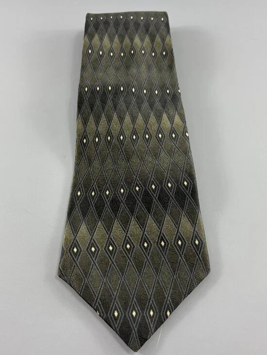IV Front Green / Black Geometric Men's Extra Long Tie 4