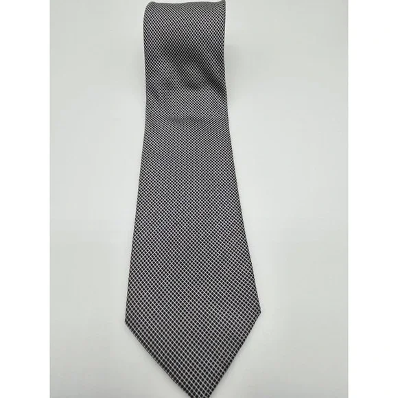 Nautica Tie Men's Black Gray Silk Geometric Tie Long Necktie 61
