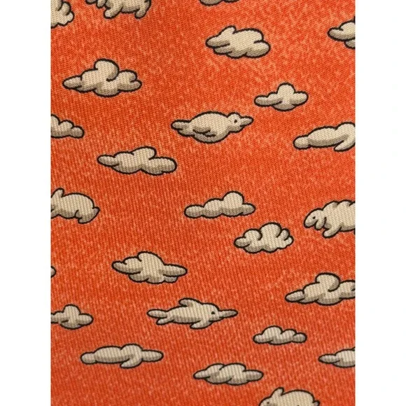 Hermes Silk Tie Mens OS Orange Pristine Cloud Rabbit Pattern
