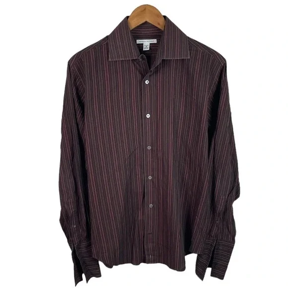 BF856 Mens Banana Republic Designer Striped Button Dress Shirt 15-15.5 M