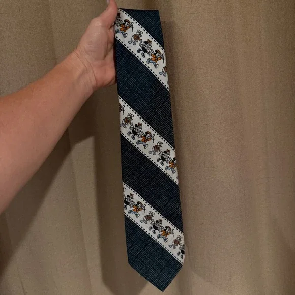 Vintage Mickey Mouse Cervantes Striped Tie Mens Blue‎ Disney Novelty Necktie