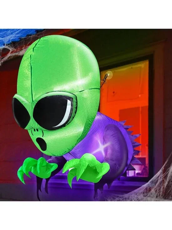3.5 Ft Scary Alien Halloween Inflatable Decoration with LEDs for Yard & Party