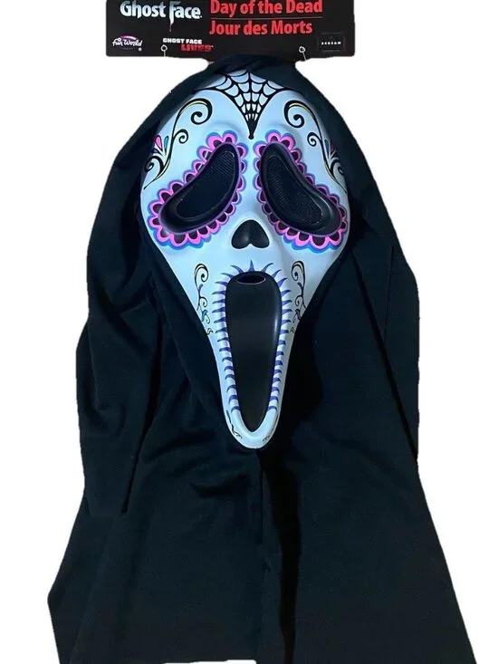 Day of the Dead Ghost Face White Scream Mask Fun World Halloween Horror Rare