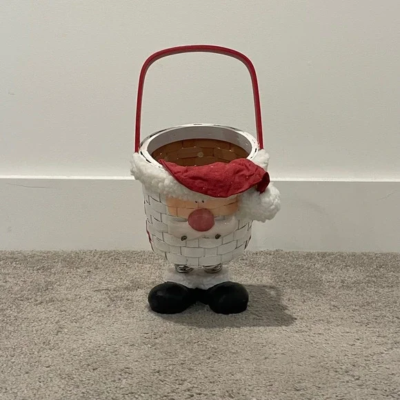 Vintage Christmas‎ Santa Basket with Spring Legs Holiday Candy Treat Decoration