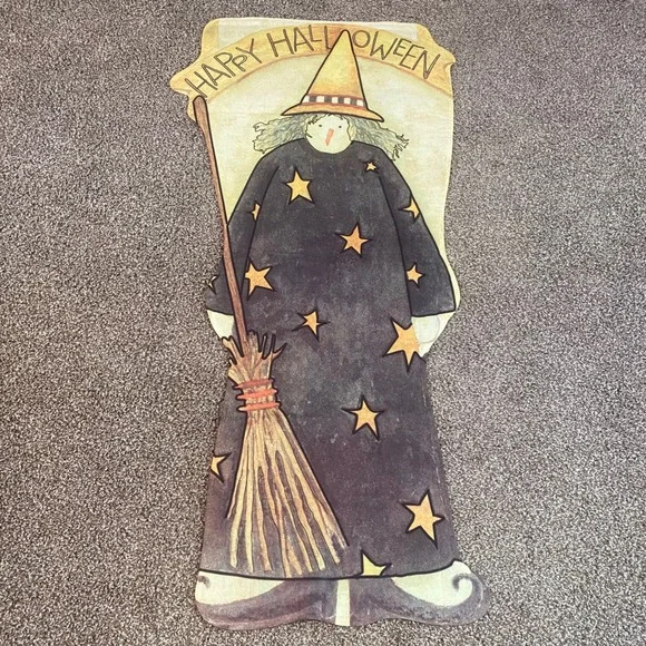 Debbie Mumm Toland Halloween Witch House Flag Large Banner 51x25 Primitive Decor