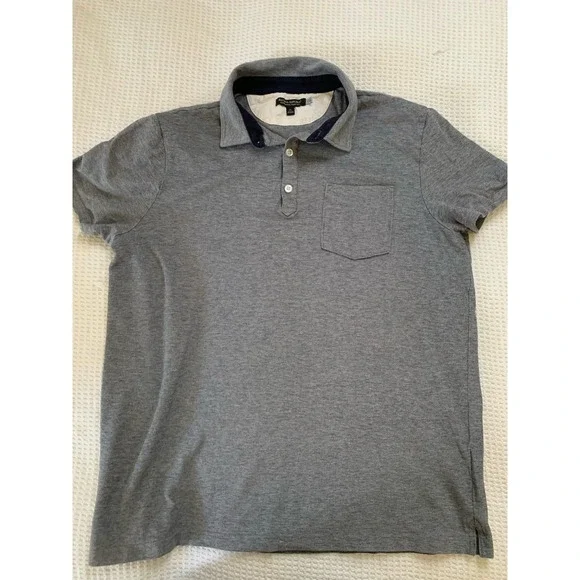 Banana Republic Performance Pique Pocket Polo Shirt‎ Mens XL Grey Heather BR+
