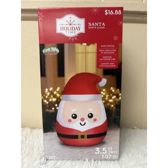HOLIDAY TIME SANATA‎ CLAUS SELF INFLATES IN SECONDS 3.5ftTALL BRAND NEW