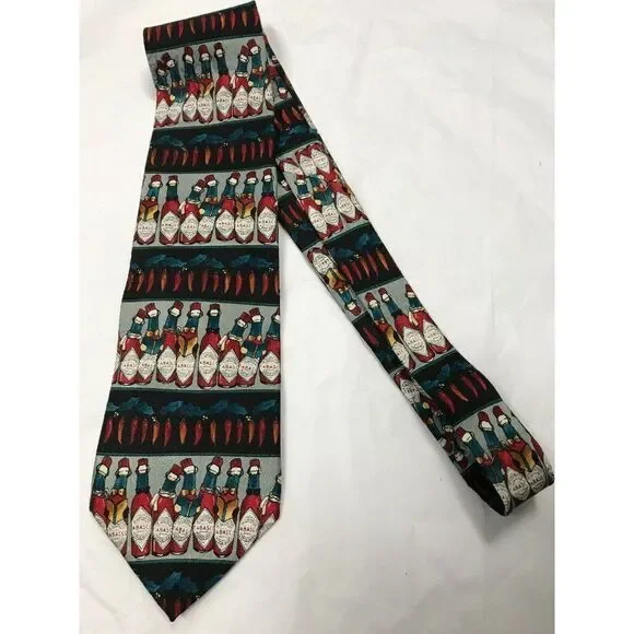 Tabasco Mens Necktie Tie Silk Hot Sauce Novelt New