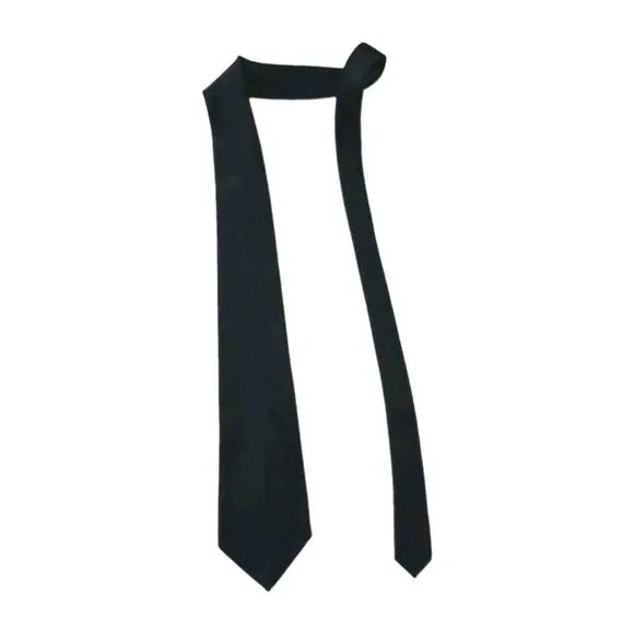 Vintage Men's Necktie Solid Dark Navy Blue Classic Woven Dress Tie Retro