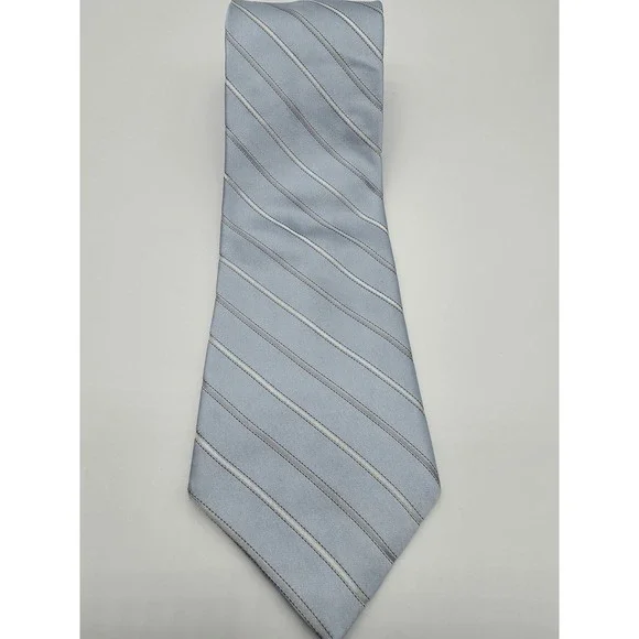 DKNY Men's 100% Silk Blue Silver Fashion Necktie Vintage Tie 57