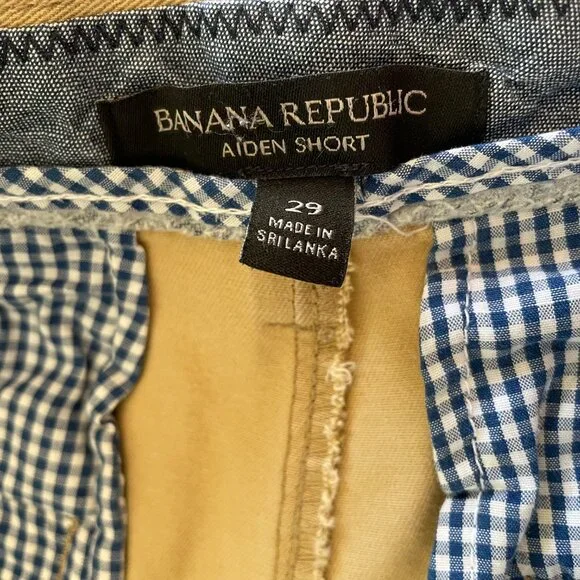 Banana Republic Men's Aiden Short Size 29 Chino Rustic Khaki Cotton Flat Front