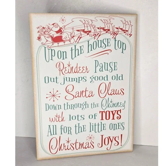 Ashland Christmas Up On The House Top Wood Wall Decor Sign Vintage Retro Style
