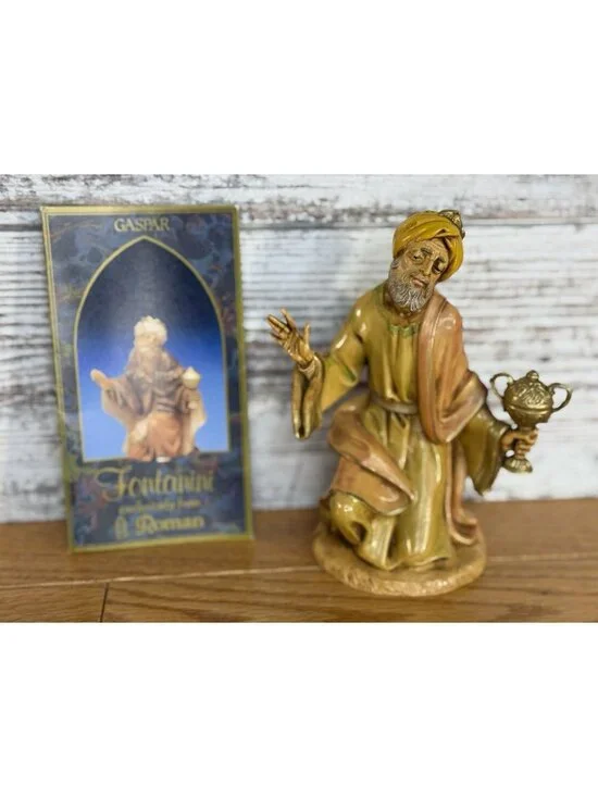 Vintage 1983 Fontanini Depose Italy #303 Wise Man GASPAR 7.5 Scale W/Story Card
