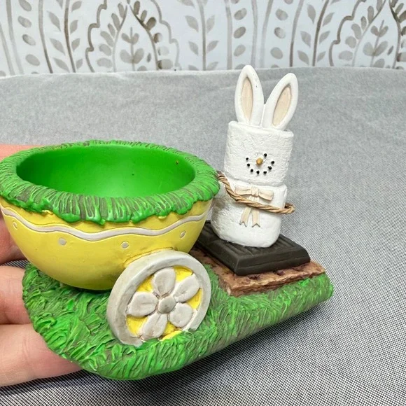 Midwest The Original S'mores Easter‎ Figurine Yellow Bunny Wheelbarrow Vintage