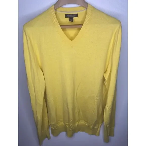 ​Banana Republic Yellow Cotton Cashmere V-Neck Sweater Men’s Size L Tall