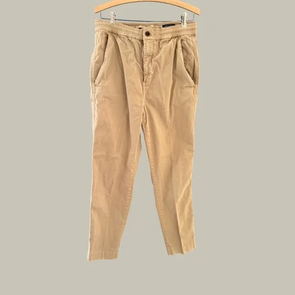 Banana Republic Mens Slim Fit Chino Pants Khaki Tan Elastic Waist Size M 30