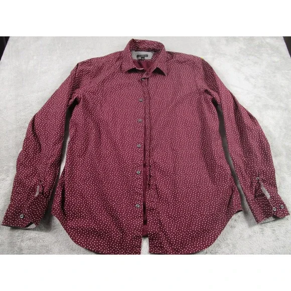 Banana Republic Shirt Mens Large Red Geometric‎ Button Down Long Sleeve Preppy