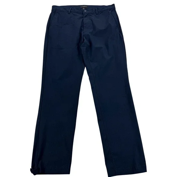 Banana Republic Aiden Pants Mens 33 Blue Microfiber Chino Travel Casual 34x31
