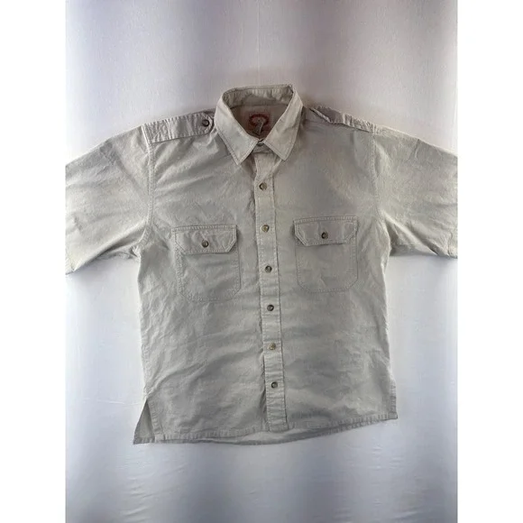 Banana Republic Vintage Safari Shirt Mens Medium Khaki Cotton Epaulets Mill
