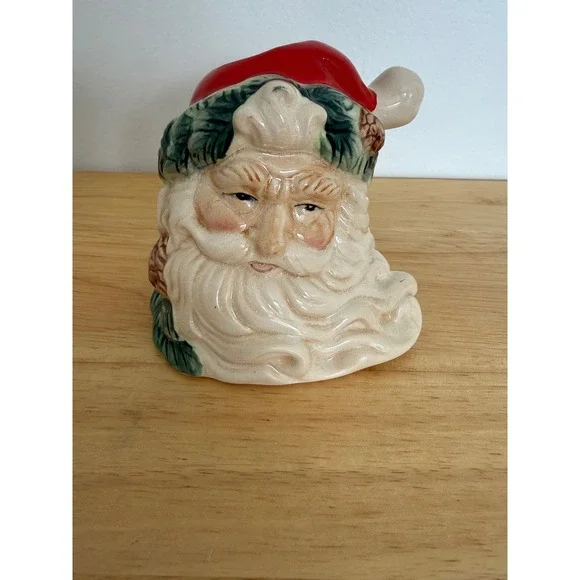 Vintage‎ Cracker Barrel Ceramic Santa Head Candle Holder 4