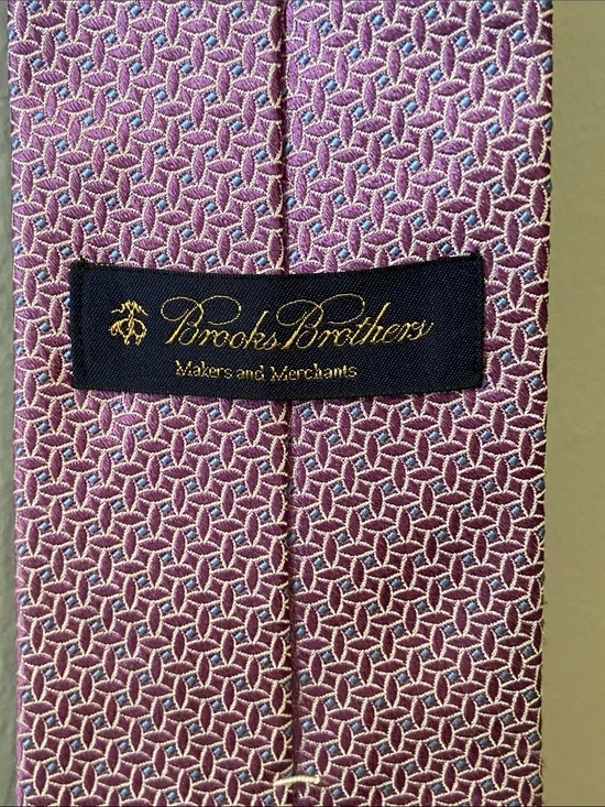 Brooks Brothers Purple Geometric Silk Tie with Blue Accents EUC