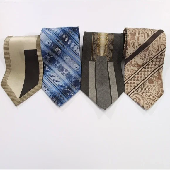 Stacy Adams Mens Neckties 4 Pack OS Multicolor Silk Geometric Paisley Lot Set