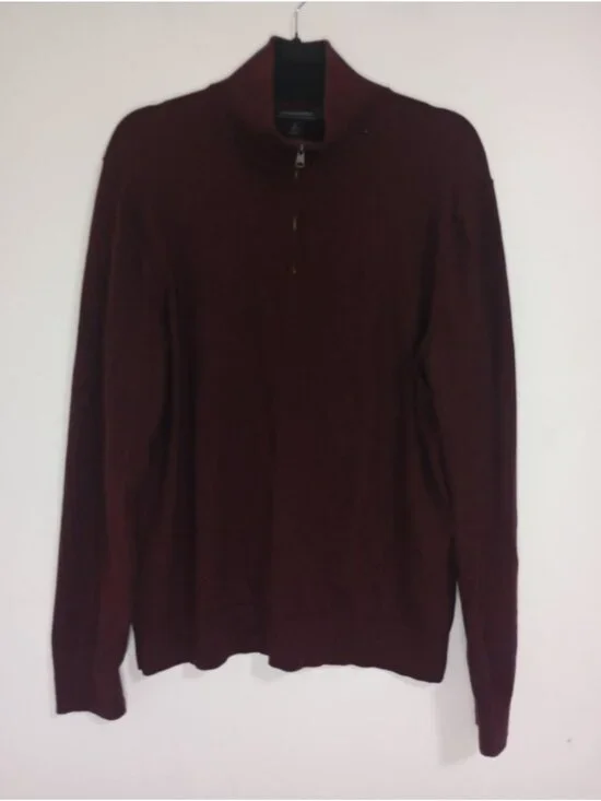 Banana Republic Mens Burgundy Half-Zip Sweater Size L Cotton & Cashmere Blend