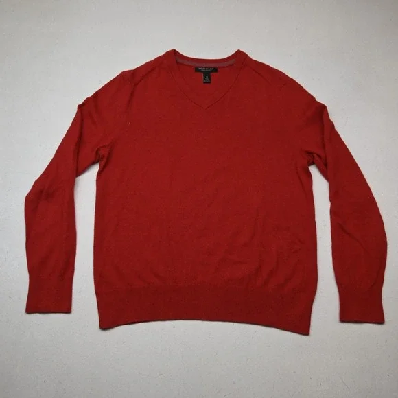 NWT Banana Republic Pullover Mens M Red V Neck Cotton Cashmere V Neck