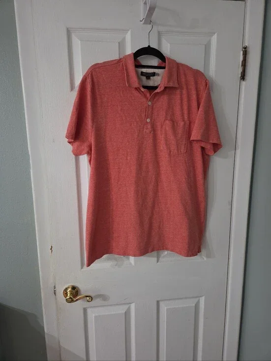 Banana Republic Men's Coral Heather Performance Pique Polo Shirt.  XL