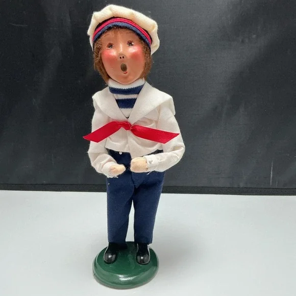 Byers Choice The Carolers Sailor Boy Doll Red Scarf Striped Shirt Nautical 2000