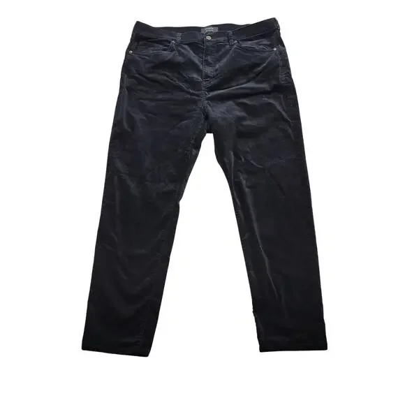 Banana Republic Mens 33x Ankle Slim High Rise Black Velvet Pants Stretch