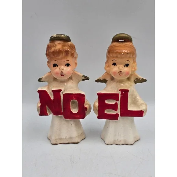 Brinn's Noel Angel Figurines Vintage Japan Ceramic Shakers
