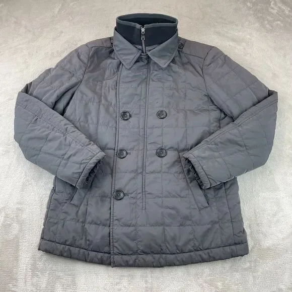 Banana Republic Jacket Men Medium Charcoal Gray Full Zip Mock‎ Neck Quilted LS