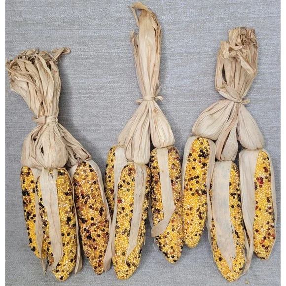 Decorative Indian Beaded Corn Bunches Fall Harvest Thanksgiving Decor 3pk NEW