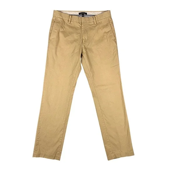 Banana Republic Emerson Chino Mens Tan Straight Fit Cotton Pants Size‎ 31