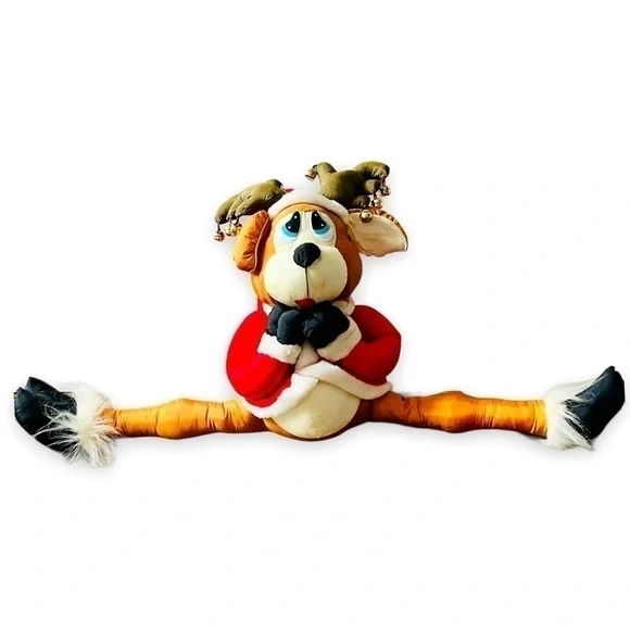 Vtg House of Loyd Shivers Reindeer Christmas Draft Stopper Nylon Parachute Plush
