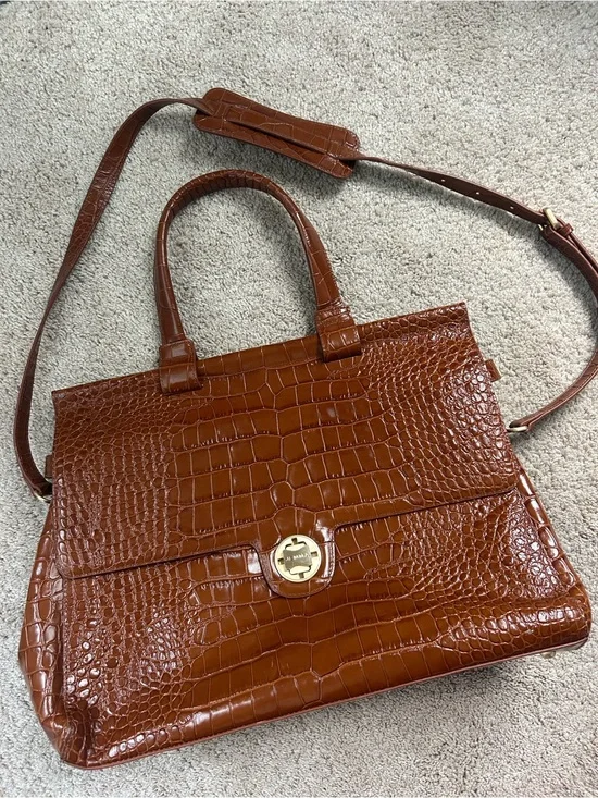 JEMMA Emma Traveler Bag Croc-Embossed Brown Laptop Tote