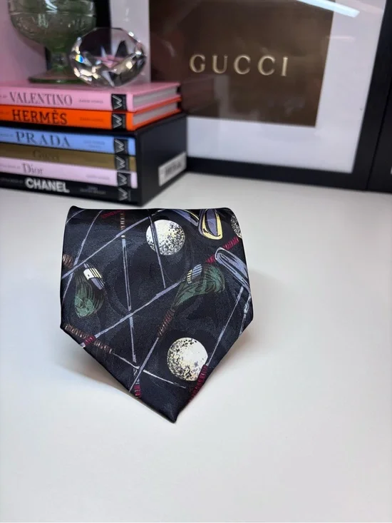 Golf Motif Steven Harris Vintage Tie 90’s Black with Golf theme Handmade Korea