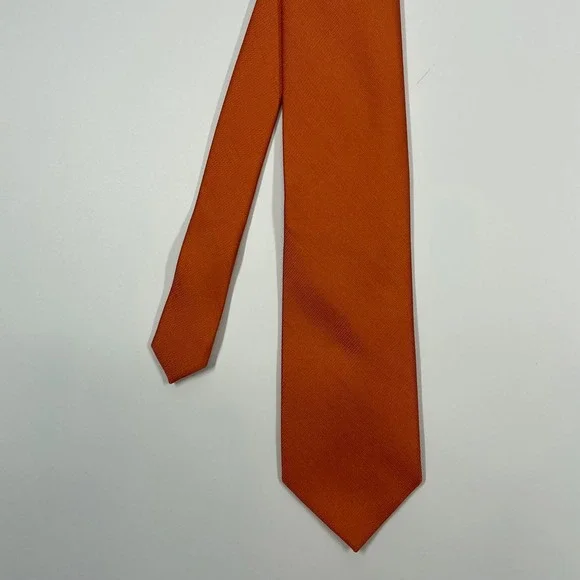 Van Heusen Orange Solid Textured Silk Necktie Mens One Size