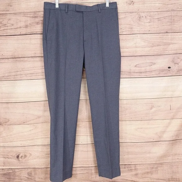 Banana Republic Dress Pants‎ Mens 32x30 Gray Check Slim Fit Stretch Business