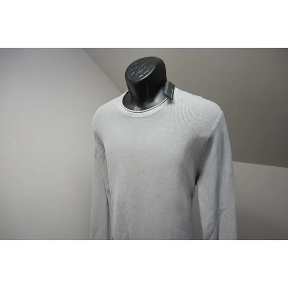 Banana Republic Thermal Sweater Mens Large Gray Long Sleeve‎ Waffle Knit NWT